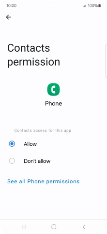 Press the required setting.
