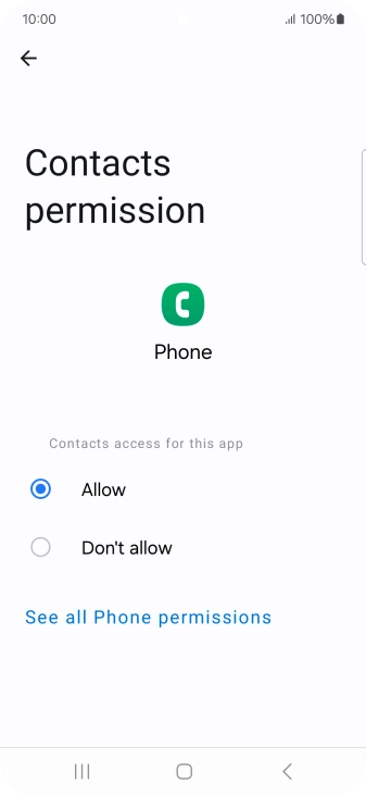 Press the required setting.