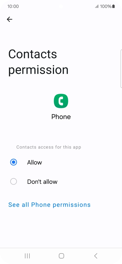 Press the required setting.