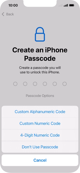 Follow the instructions on the screen to turn on use of phone lock code or press Don't Use Passcode. Follow the instructions on the screen to turn on use of phone lock code or press Don't Use Passcode.