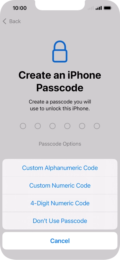Follow the instructions on the screen to turn on use of phone lock code or press Don't Use Passcode. Follow the instructions on the screen to turn on use of phone lock code or press Don't Use Passcode.