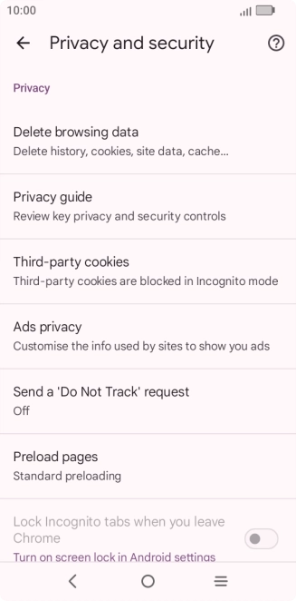Press Delete browsing data.