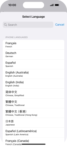 Press the required language.