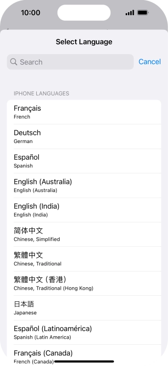 Press the required language.
