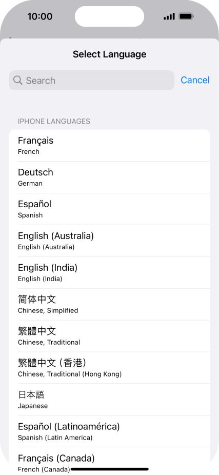 Press the required language.