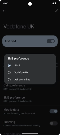 Press the required setting.