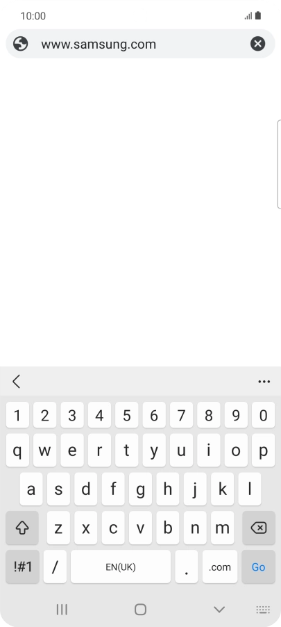 Key in the address of the required web page and press Go.
