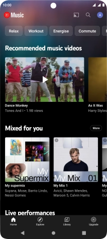 Press Library and go to the required audio file.