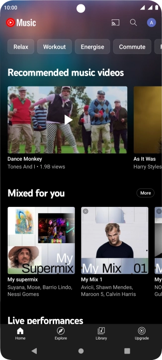 Press Library and go to the required audio file.