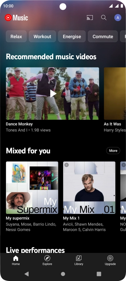 Press Library and go to the required audio file.