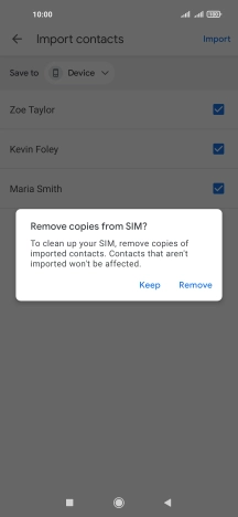 Press Keep to keep your existing contacts.