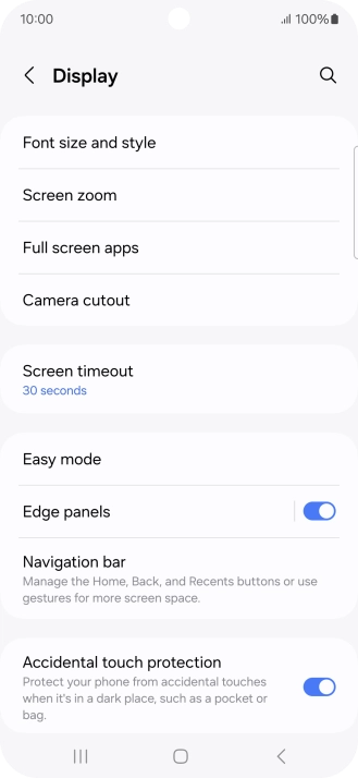 Press Screen timeout.