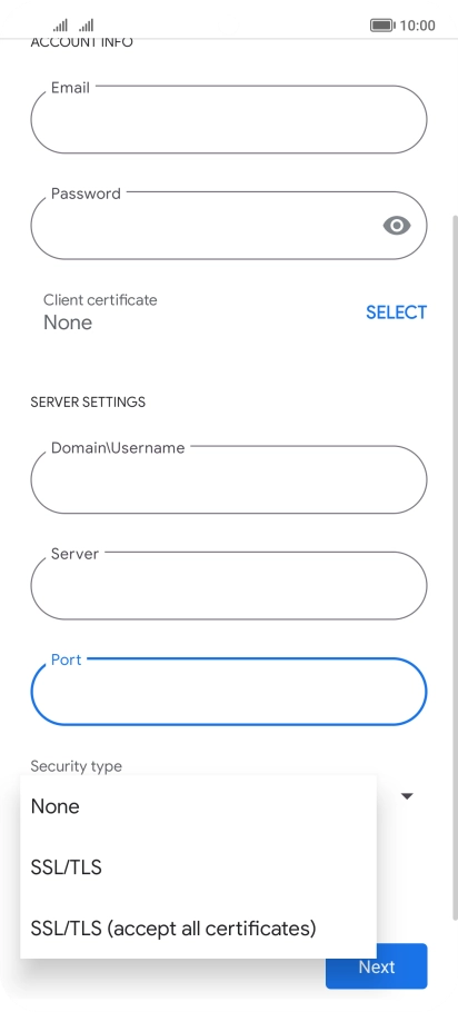 Press the required setting. Press the required setting.