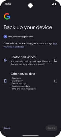 Press the fields next to the required data types to select them.