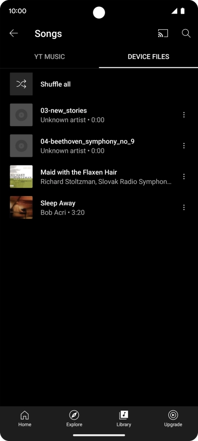 Press the required audio file.
