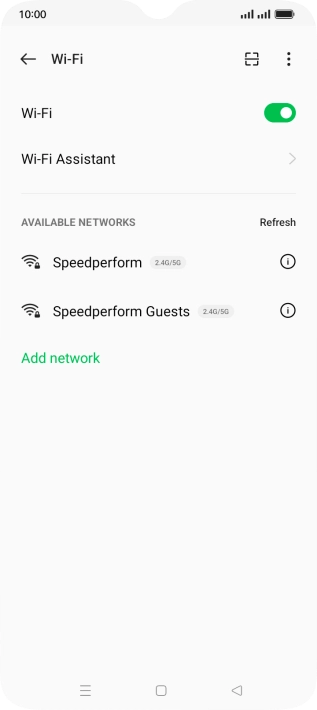 Press the required Wi-Fi network.