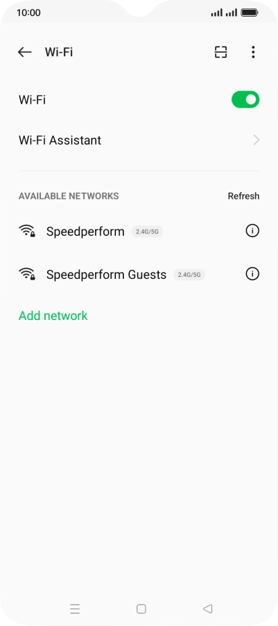 Press the required Wi-Fi network.