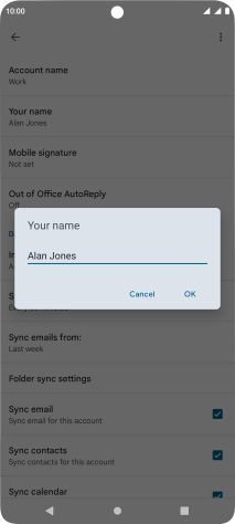 Key in the required sender name and press OK.