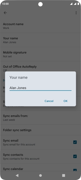Key in the required sender name and press OK.