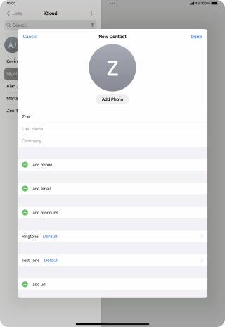 Press Last name and key in the last name.