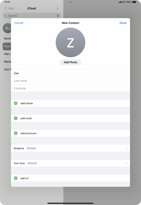 Press Last name and key in the last name.