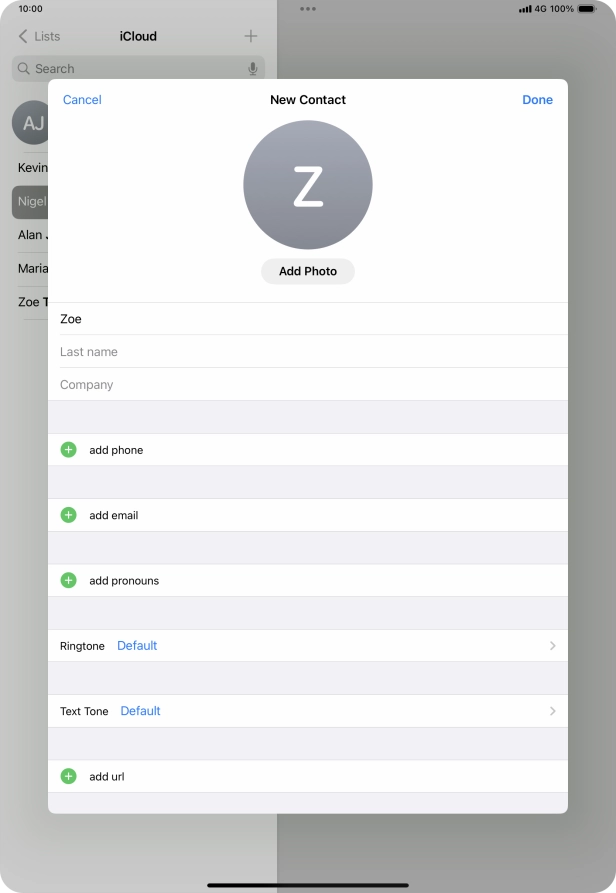 Press Last name and key in the last name.