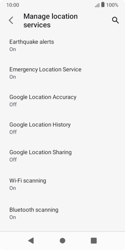 Press Google Location Accuracy.