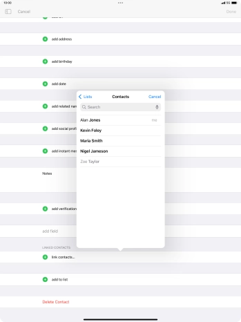 Press the required contact.