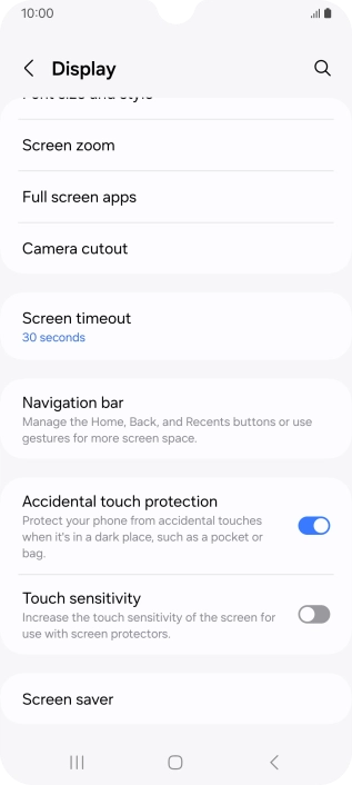 Press Screen timeout. Press Screen timeout.