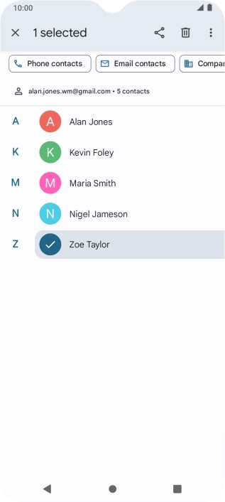 Press the required contact.