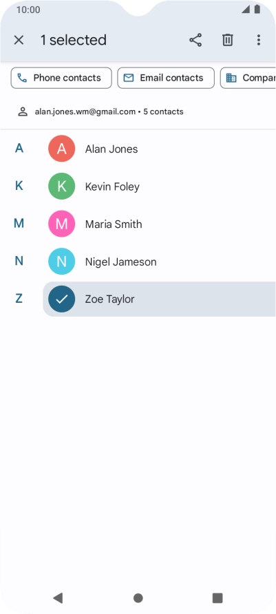 Press the required contact.