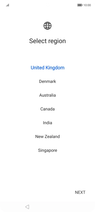 Press the required country. Press the required country.