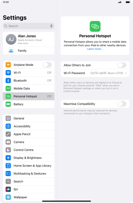 Press Wi-Fi Password and key in the required password. Press Wi-Fi Password and key in the required password.