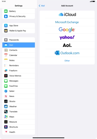 Press Microsoft Exchange. Press Microsoft Exchange.