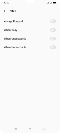 Press the indicator next to the required divert type. Press the indicator next to the required divert type.