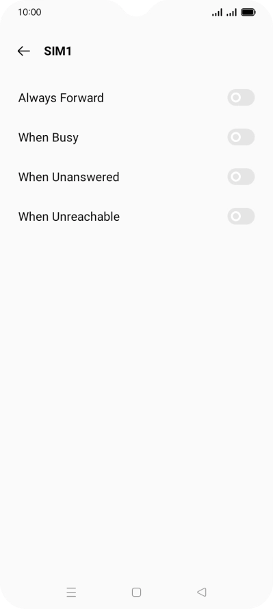 Press the indicator next to the required divert type. Press the indicator next to the required divert type.