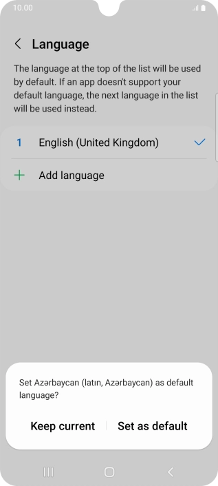 To select the new language as the default phone language, press Set as default. To select the new language as the default phone language, press Set as default.