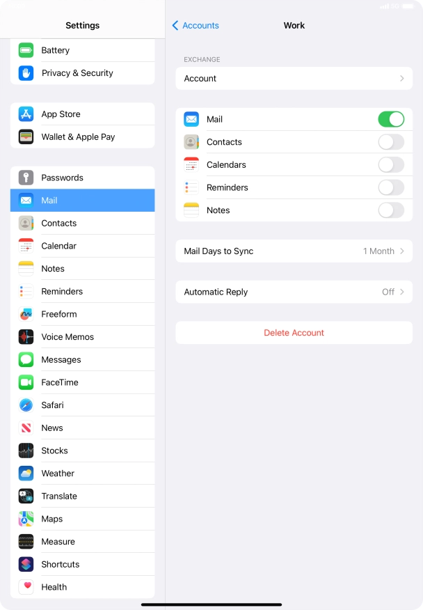 Press Delete Account.
