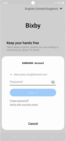 Press Password and key in the password for your Samsung account.