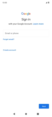 If you don't have a Google account, press Create account and follow the instructions on the screen to create an account.