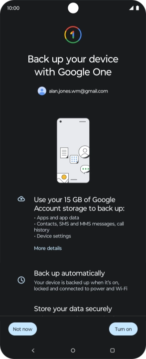 Press Turn on to turn on the function.