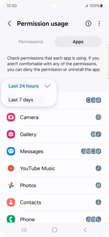 Press the required setting.