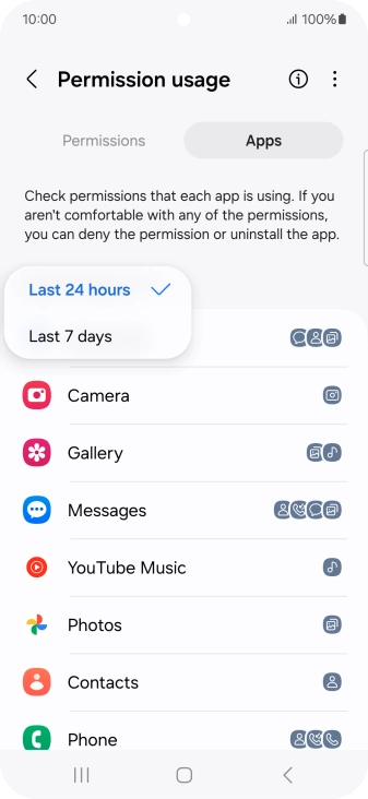 Press the required setting.