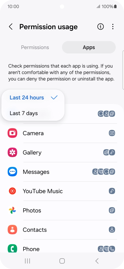Press the required setting.