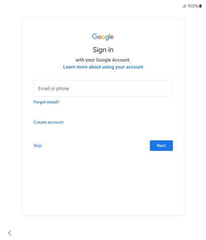 Press Email or phone and key in the username for your Google account.