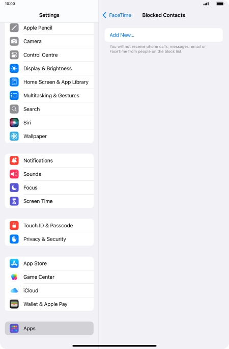 Press Add New... and follow the instructions on the screen to block a contact.