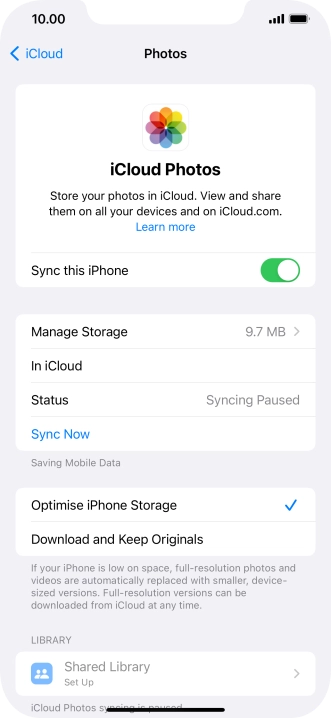 Press the indicator next to 