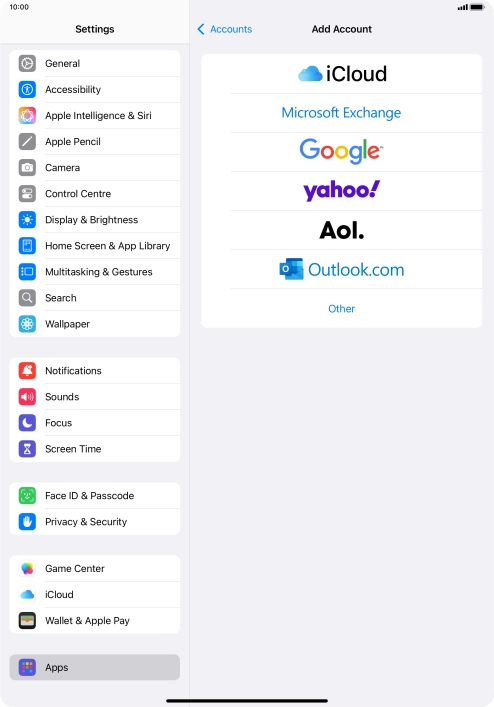 Press Microsoft Exchange.