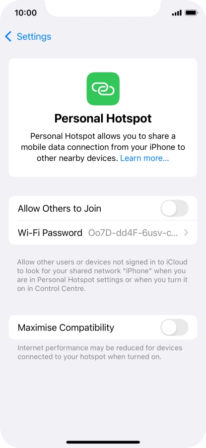 Press Wi-Fi Password and key in the required password.