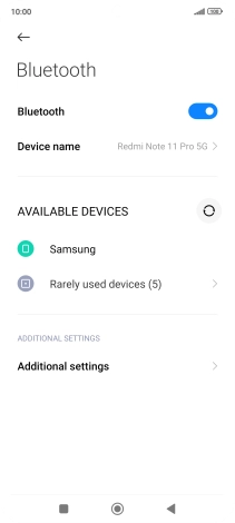Press the required Bluetooth device and follow the instructions on the screen to pair the device with your phone.
